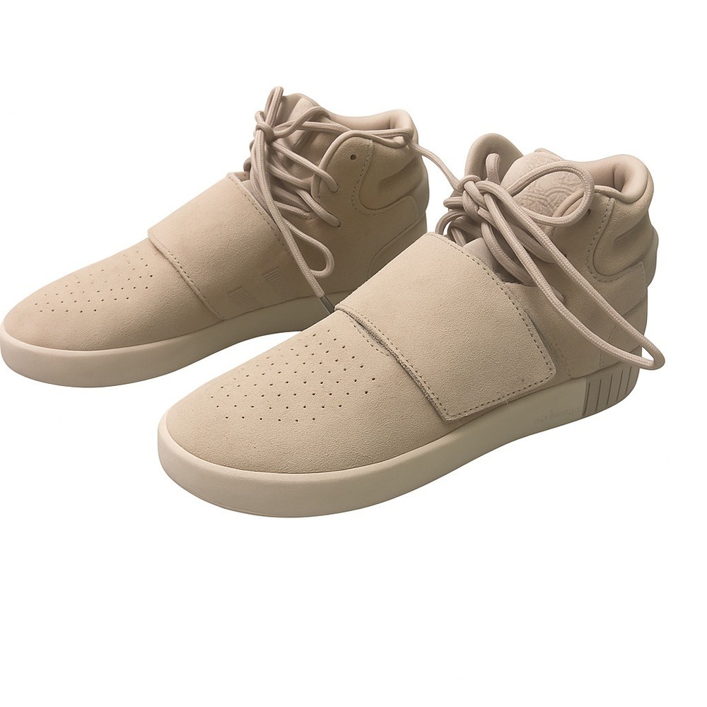adidas Tubular Invader Strap Beige High Top Sneakers Men's Size 8 Streetwear EUC - Picture 3 of 14
